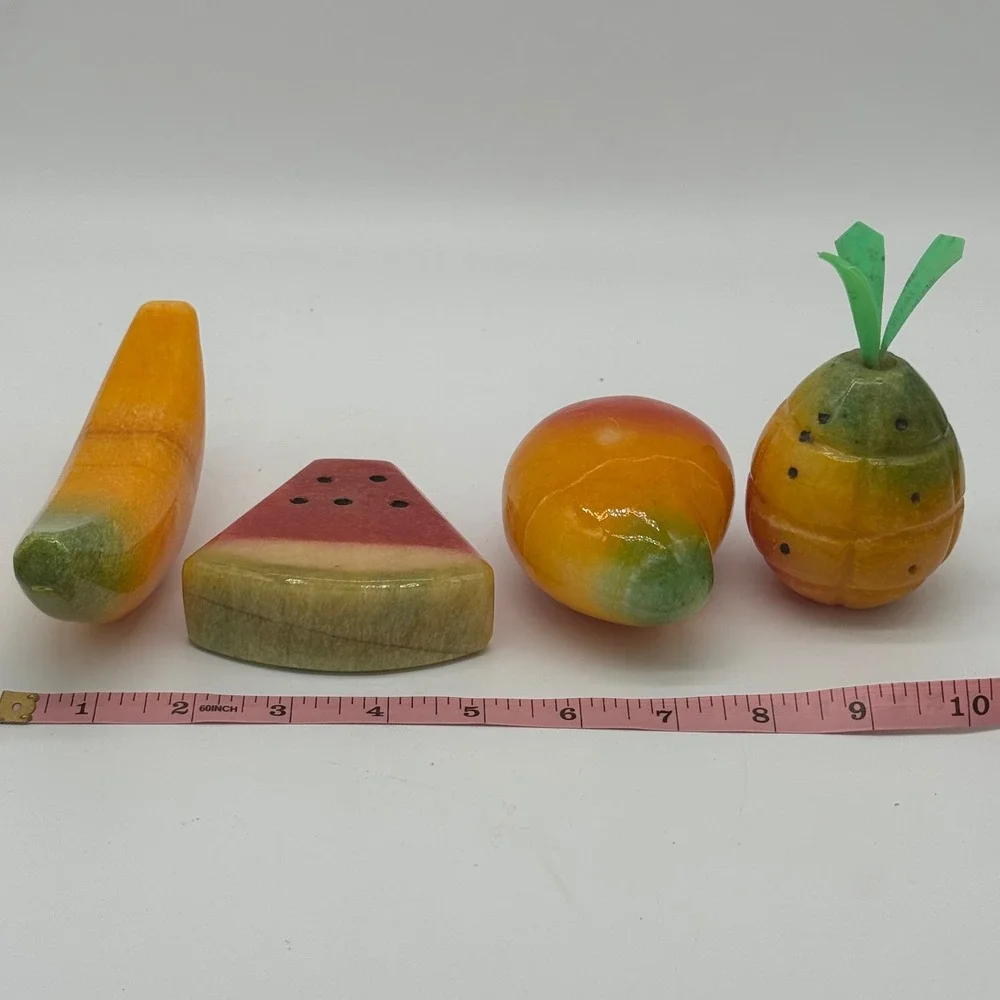 Vtg Italian Alabaster Stone Fruit Set Banana Watermelon Mango Pineapple Italy